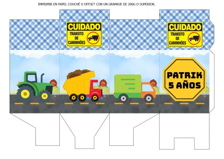 Invitación Caja Milk Camión Placa