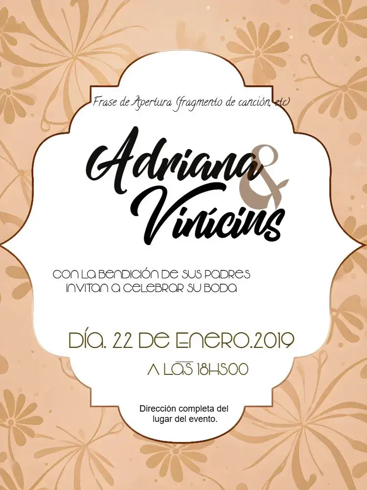 Invitación Boda Arabescos Elegante editable y personalizable