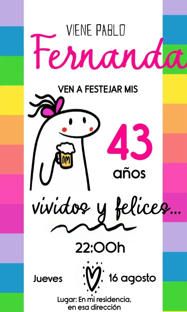 Invitación Flork 40 Años Meme Adulto editable y personalizable