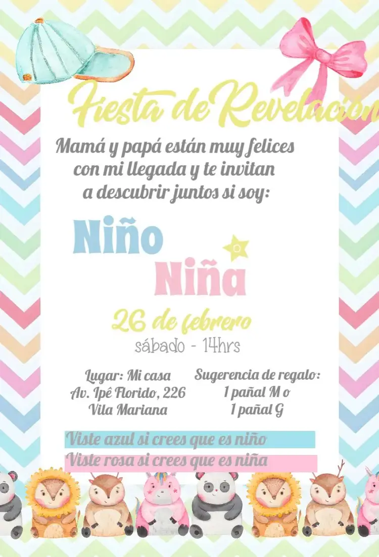 Invitación Baby Shower Safari Gris