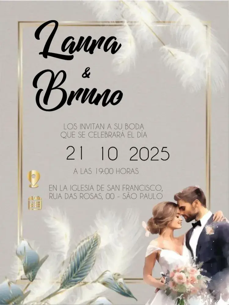 Invitación Confirmación de Asistencia a Boda para Editar Moderno