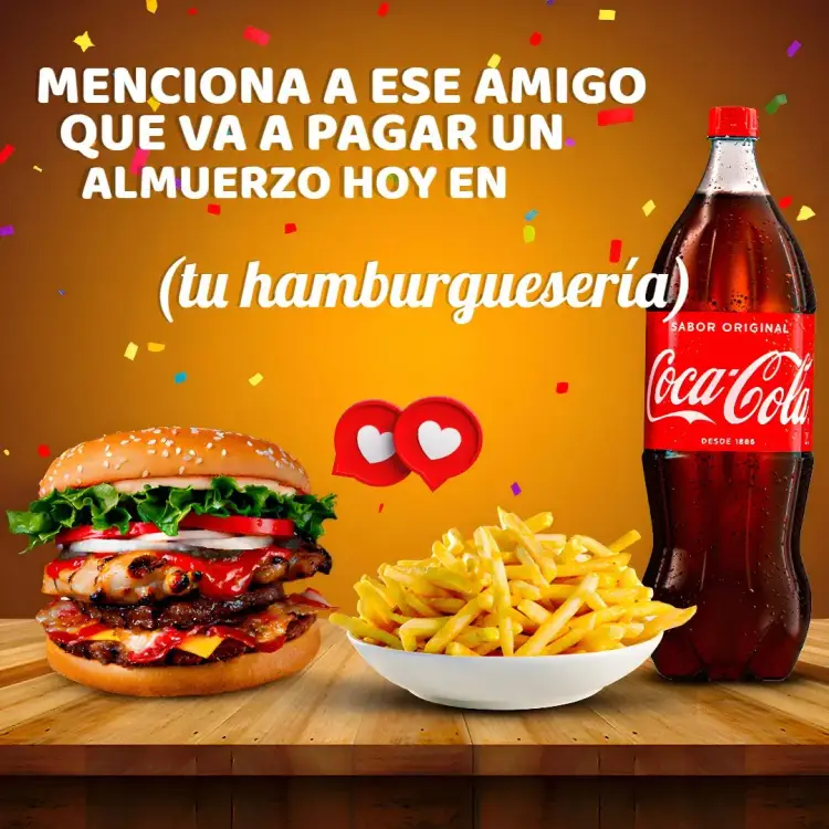 Invitación Publicación Para Hamburguesería Cola