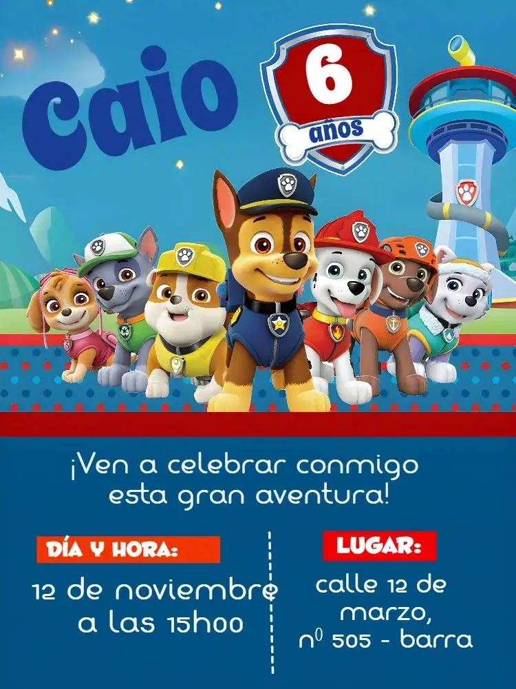 Invitación Patrulla Canina Rojo