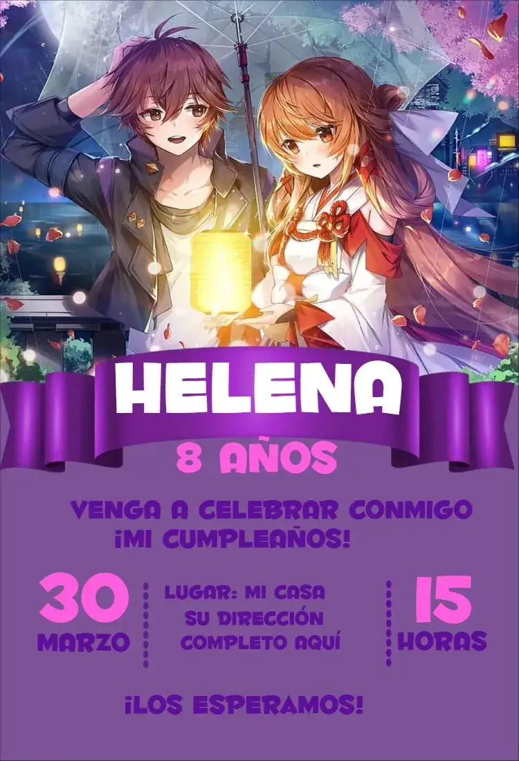Invitación Dragon Raja 3 – tema Cumpleaños colorido, fantasía, anime, moderno, divertido, temático