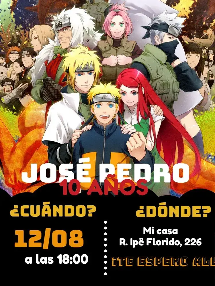 Invitación Del Anime Naruto editable y personalizable