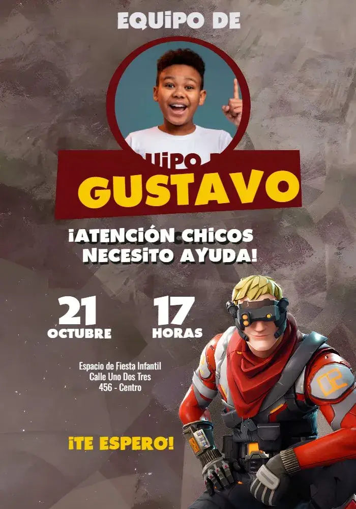 Invitación Fortnite Con Foto Battleroyale