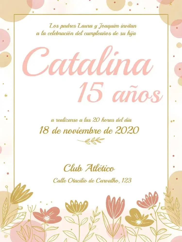 De 15 Años Floral - Minimalista Rosa Flores