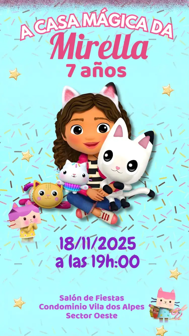 Invitación La Casa Mágica de Gabby