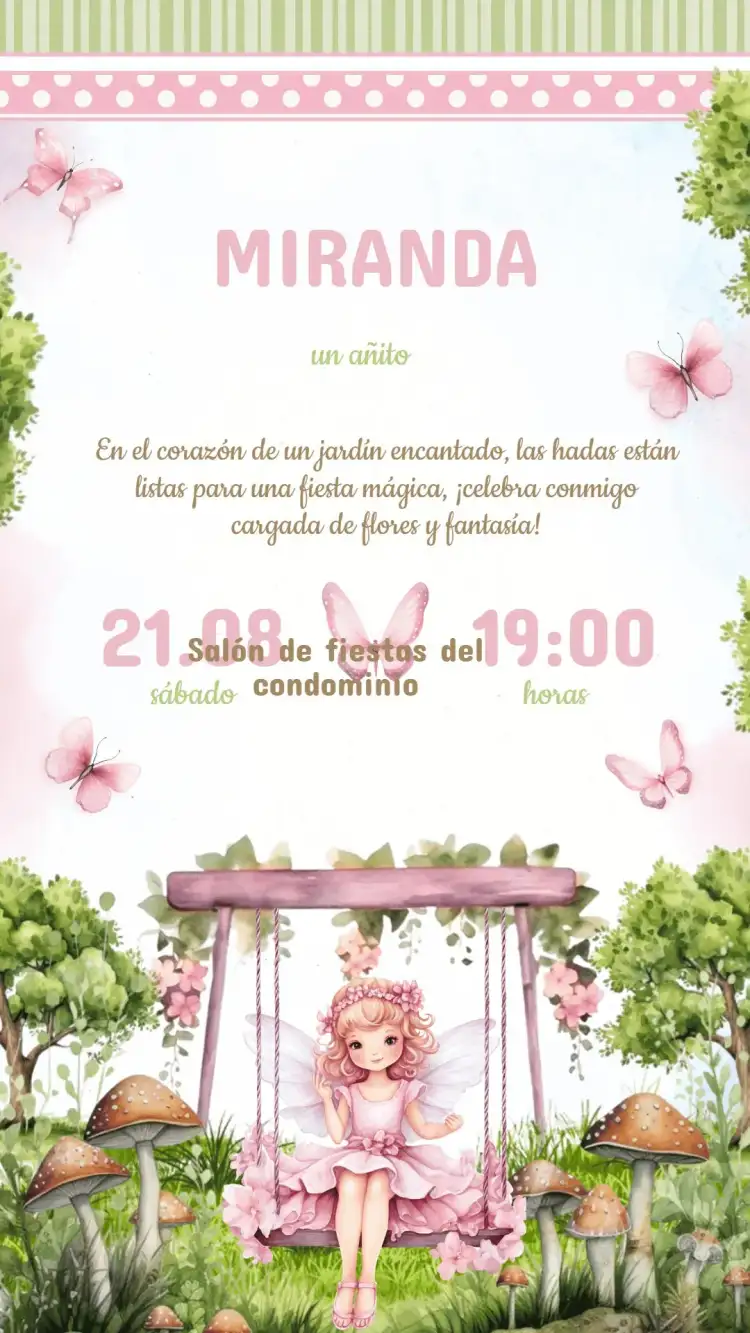 Invitación Cumpleaños Jardín Encantado
