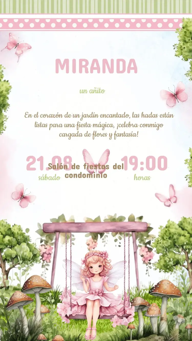 Invitación Cumpleaños Jardín Encantado