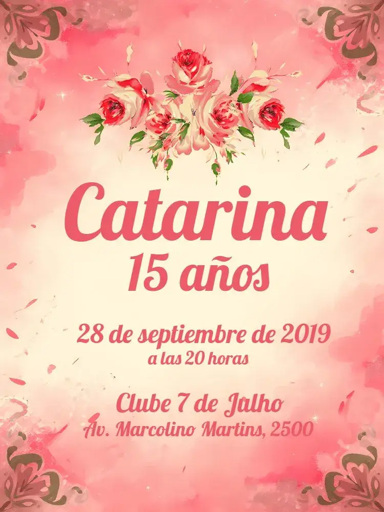 Invitación De 15 Años Floral - Provenzal Beige