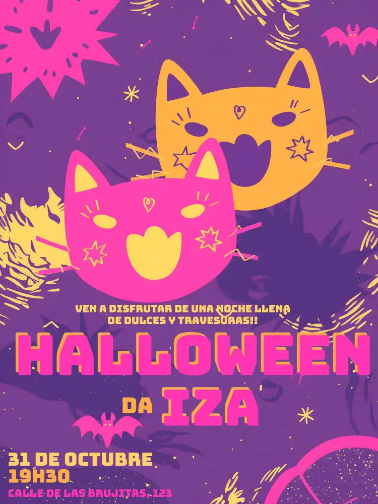 Invitación Fiesta De Halloween Brujas – tema Fechas Conmemorativas tonos oscuros, elementos gráficos de Halloween, ilustraciones de brujas, estilo lúdico, diseño divertido