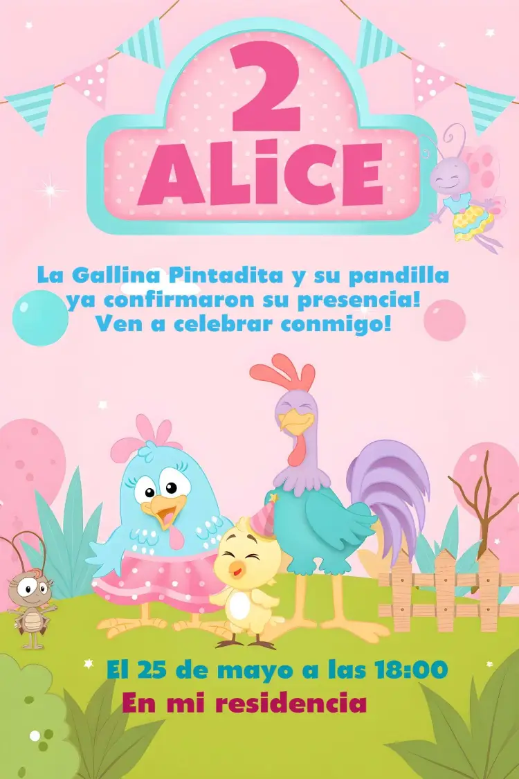 Invitación Gallina Pintadita