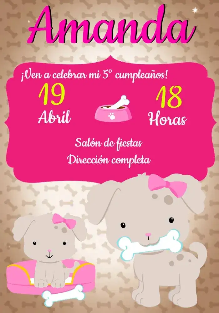 Invitación Perritos Perro – tema Más buscados colorido, bonito, ilustración de animales, divertido, moderno