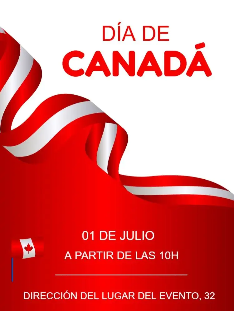 Invitación Día De Canadá Fiesta – tema Fechas Conmemorativas rojo y blanco, elementos gráficos de la bandera, estilo moderno, diseño festivo, ilustraciones canadienses, estilo minimalista