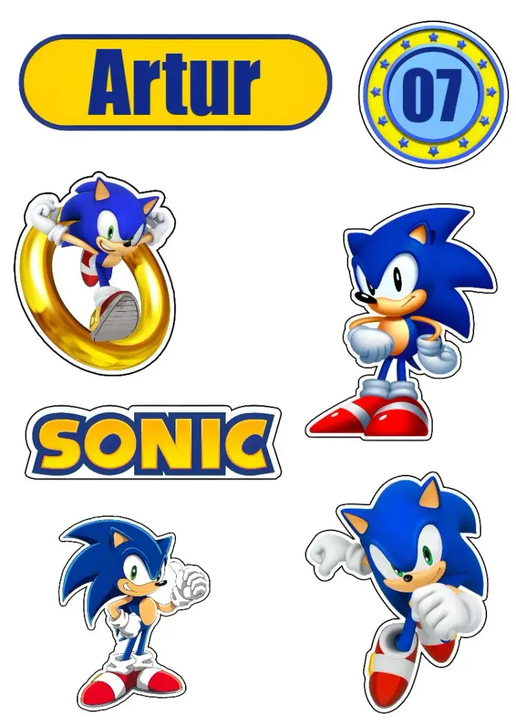 Invitación Topper de Pastel Sonic Azul editable y personalizable