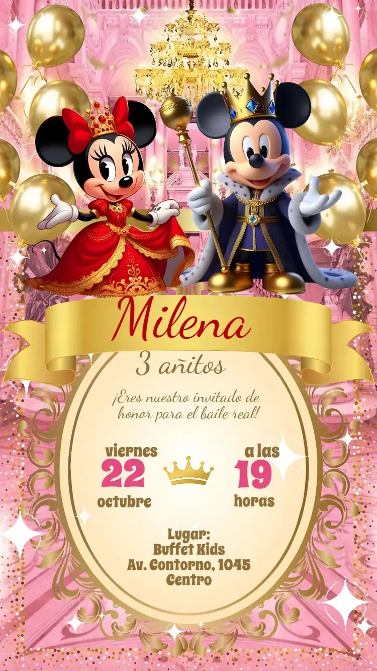 Invitación Mickey y Minnie