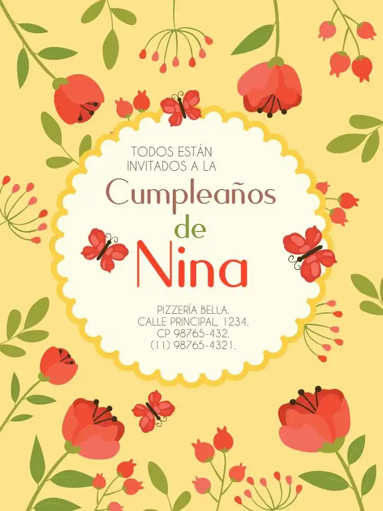 Jardín, Mariposa y Flores Amarillo Infantil
