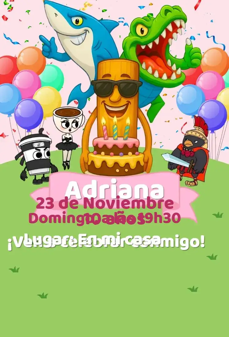 Invitación Invitación digital Italian Brainrot – tema Cumpleaños moderno, divertido, colorido, aesthetic, meme, divertido