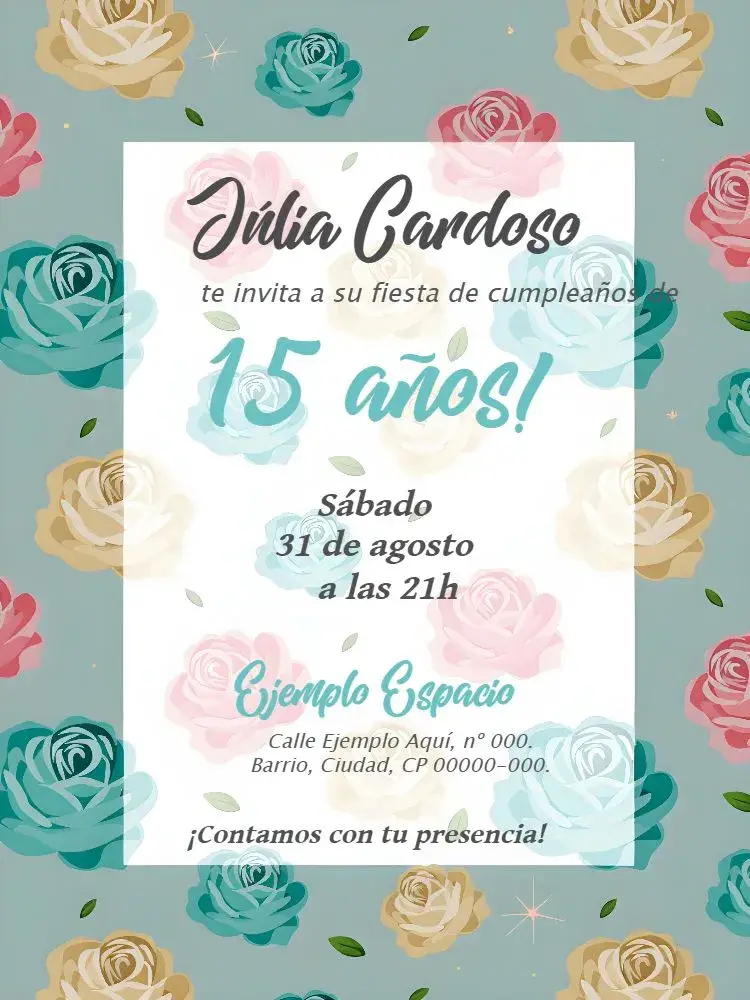 Invitación 15 Años Floral Florido