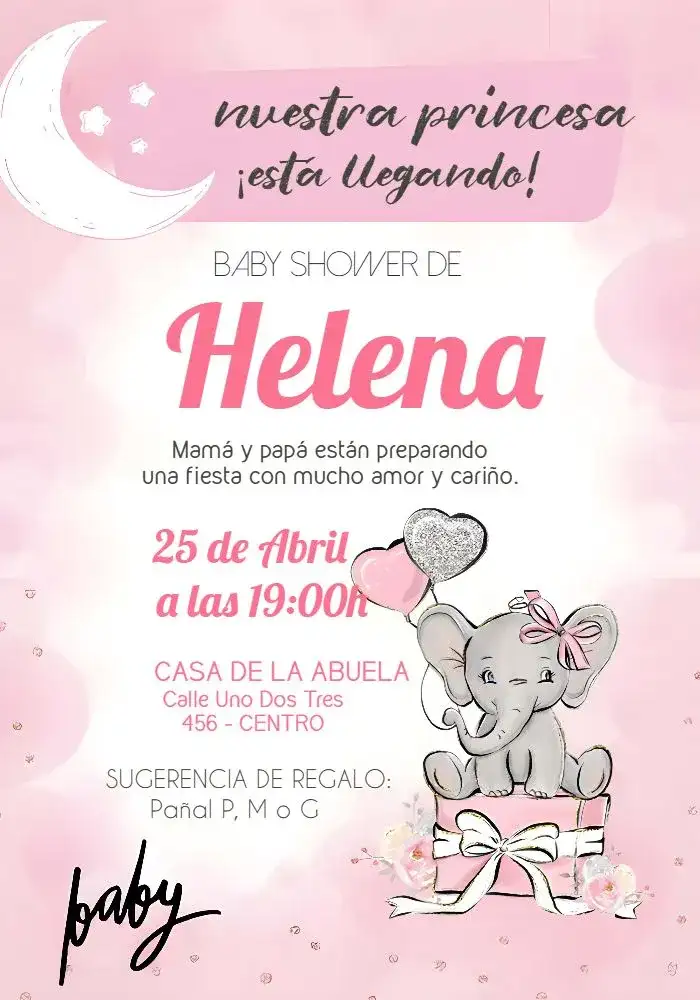 Baby Shower Osita Globo Aerostático Elefante Rosa Bebé