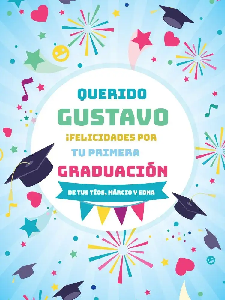 Invitación Tarjeta de Celebración Graduación Infantil – tema Tarjeta divertido, colorido, infantil, moderno, alegre, educativo