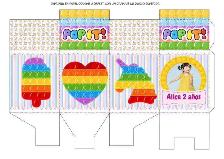 Caja Milk Pop It Con Foto (con