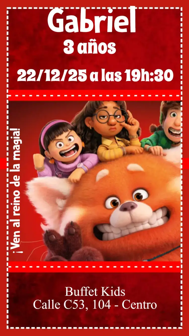 Invitación Red es una Fiera – tema Cumpleaños Infantil colorido, divertido, moderno, animado, temático