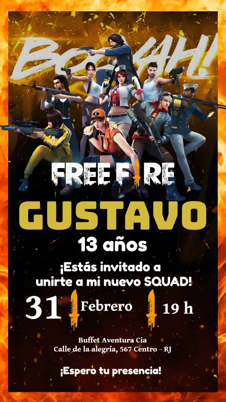 Invitación Free Fire Gamer