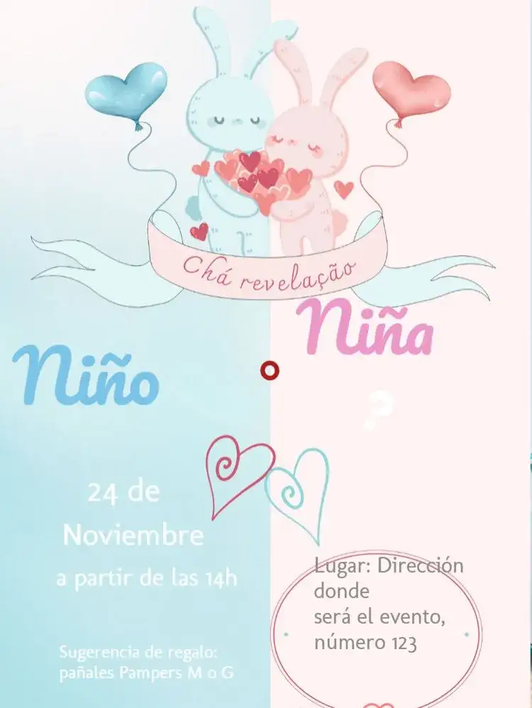 Invitación Baby Shower Revelación Colhos M&ms – tema Té Rifa colorido, divertido, lúdico, infantil, moderno, festivo