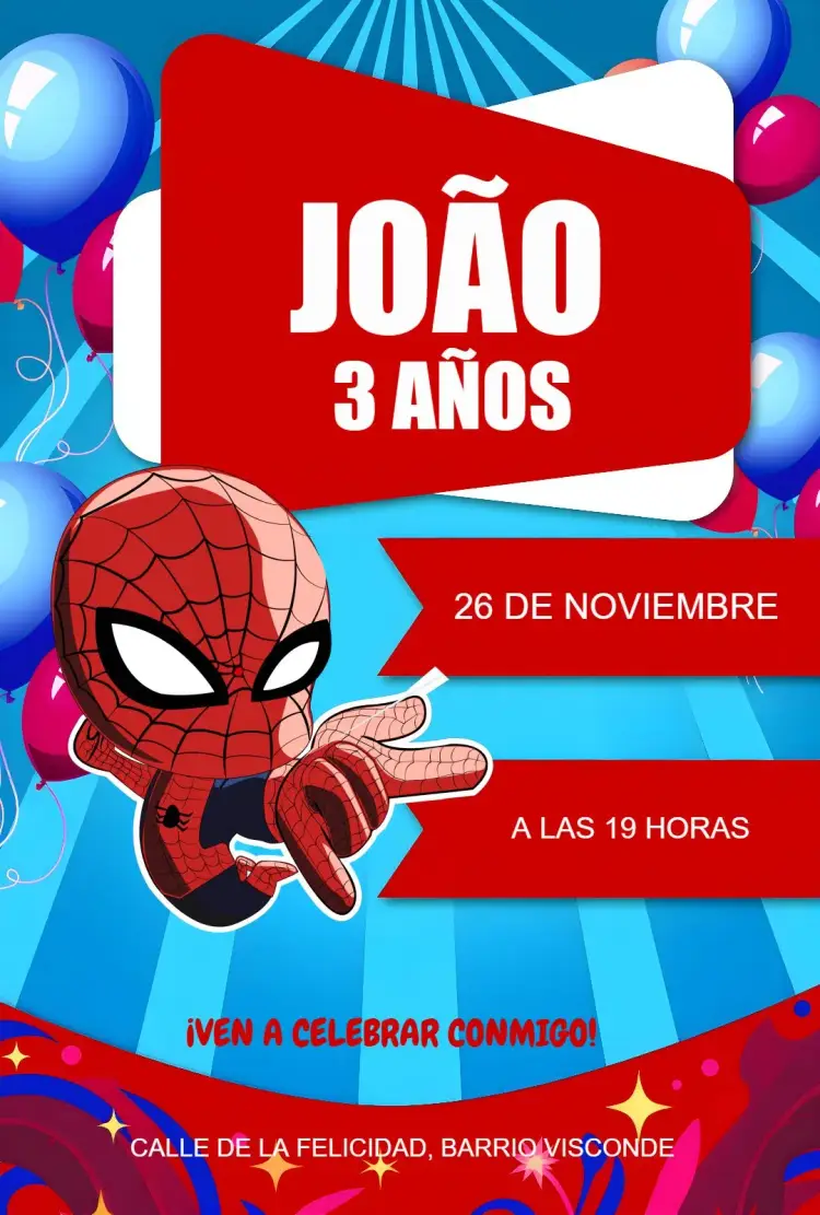 Invitación Hombre Araña Blanco