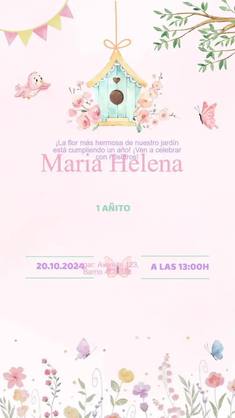 Invitación Cumpleaños Jardín Encantado