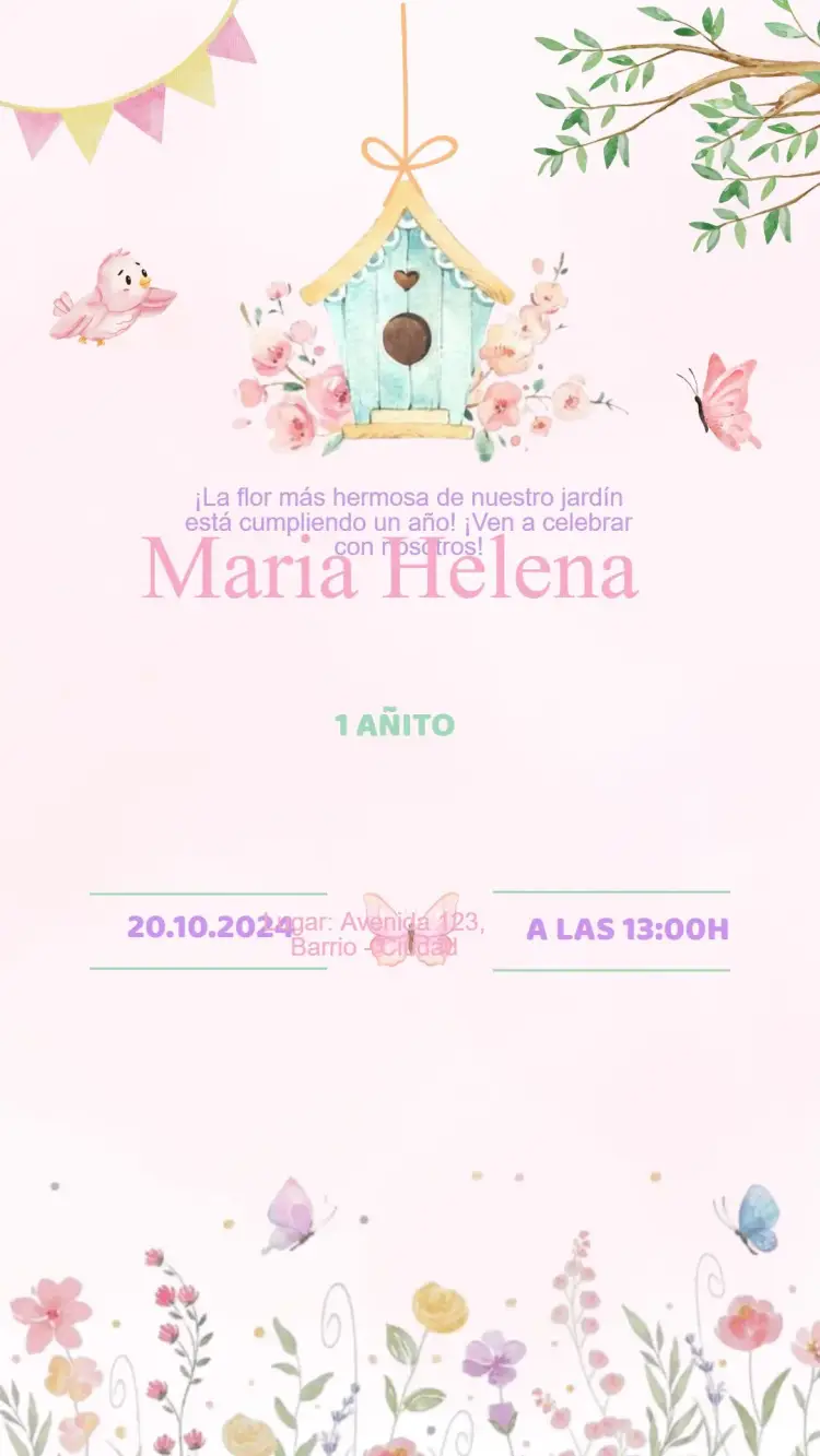 Invitación Cumpleaños Jardín Encantado