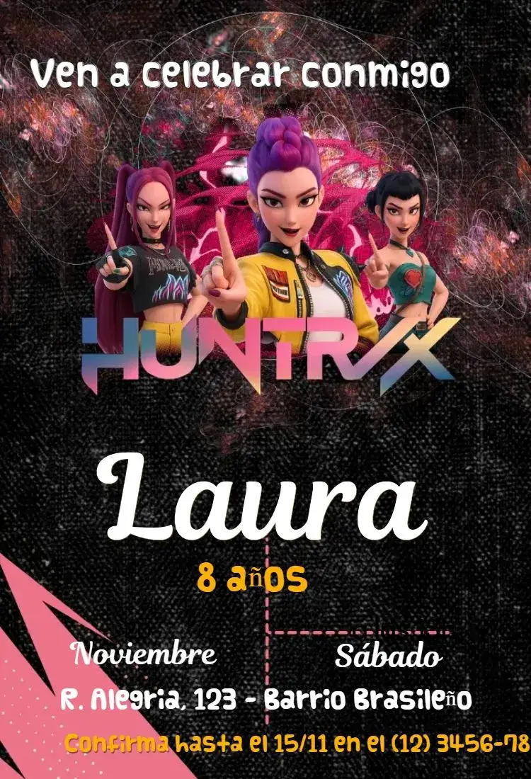 Invitación Cazadores de Demonios K-Pop