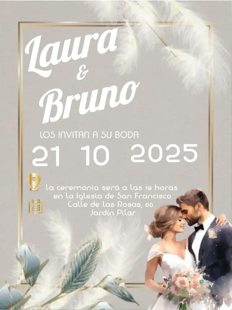Invitación Boda Pareja Pena Para Editar Personalizado