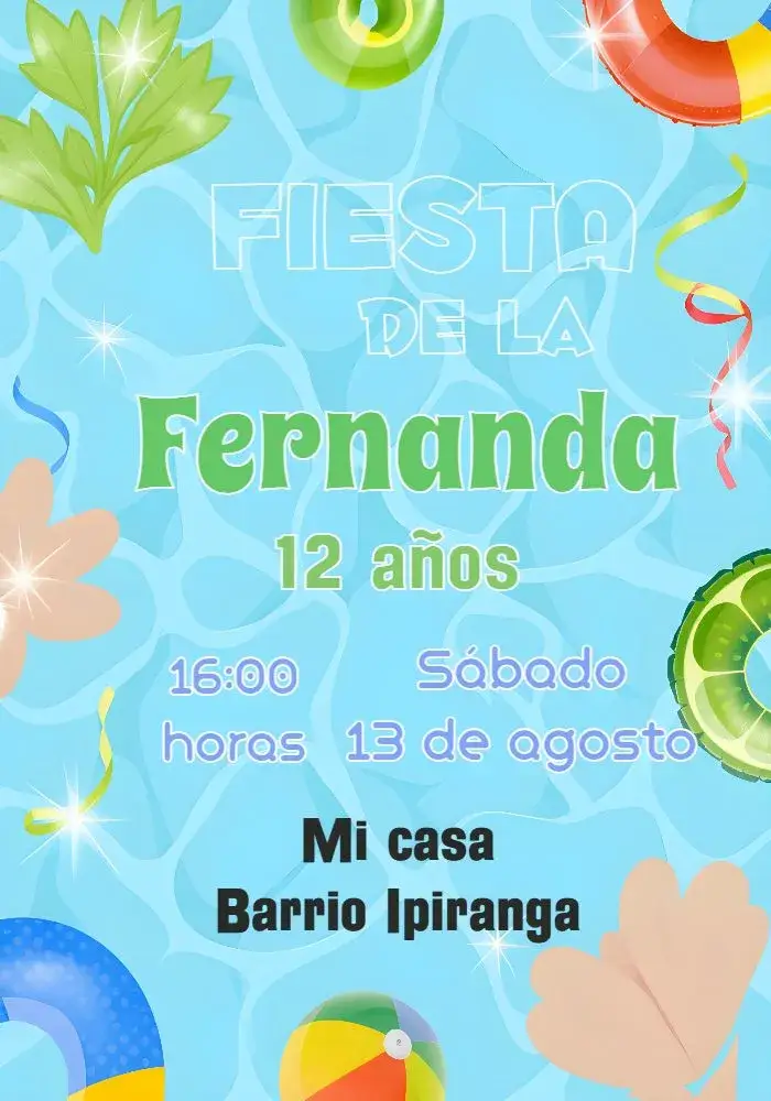 Invitación Pool Party Infantil