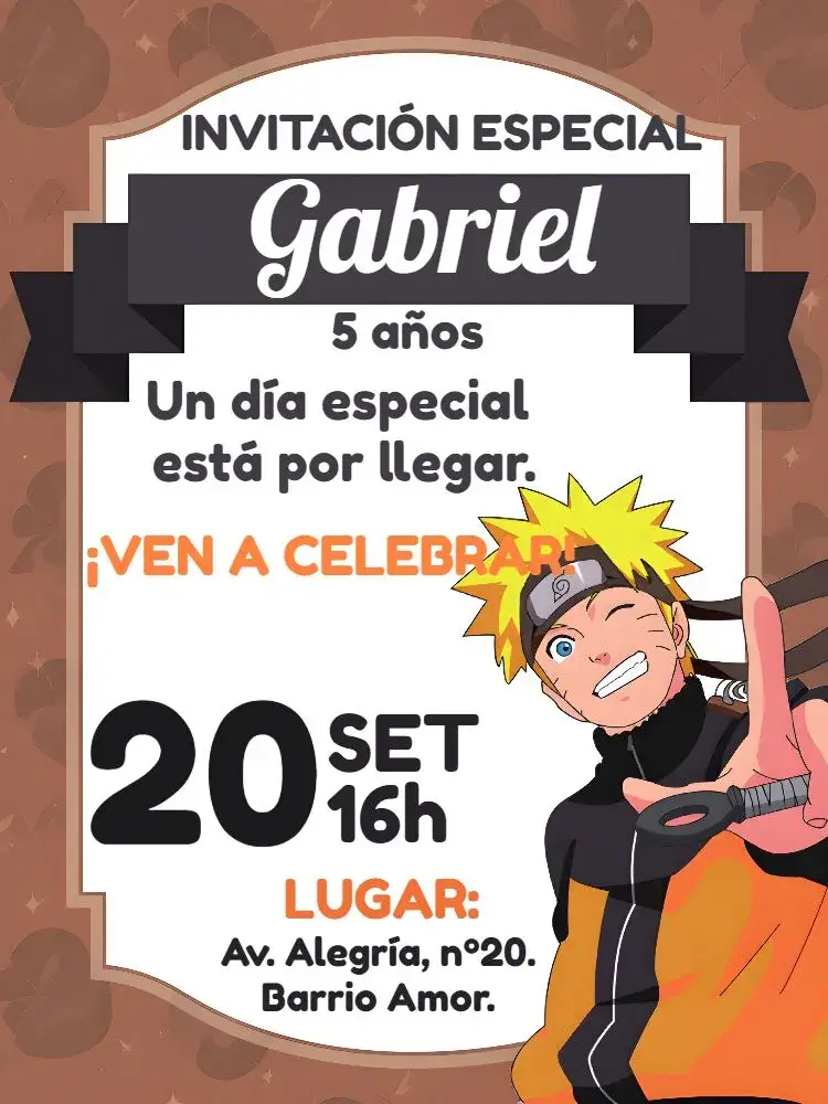 Invitación Naruto Naranja