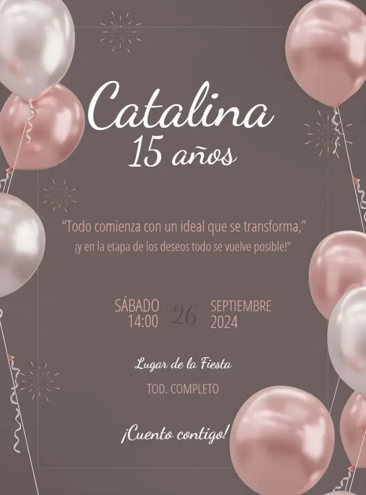 Invitación 15 Años Rosé Gold Marrón