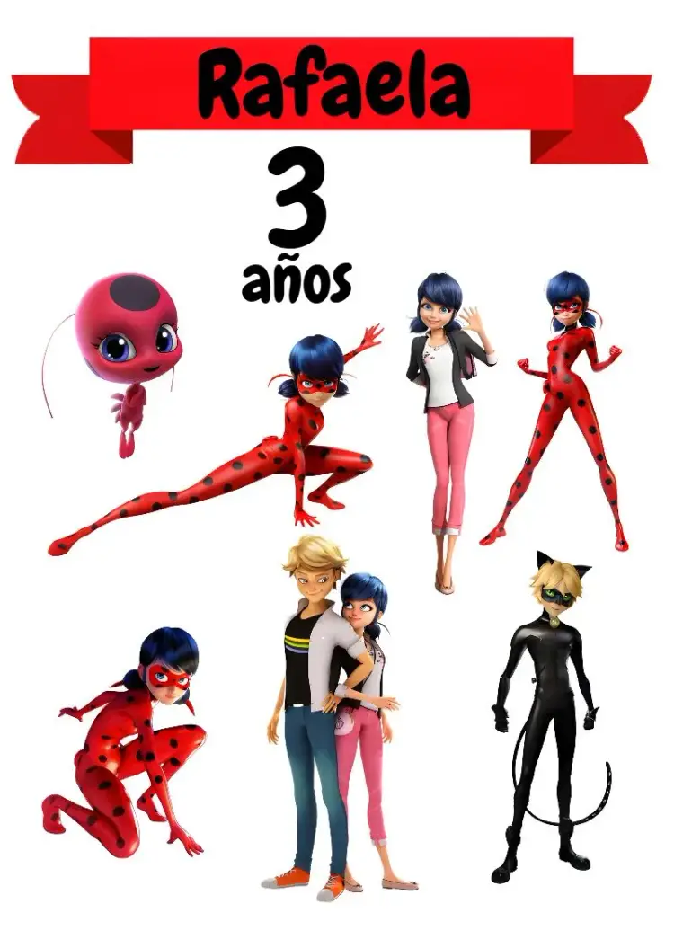 Invitación Topper de Torta Ladybug Miraculous