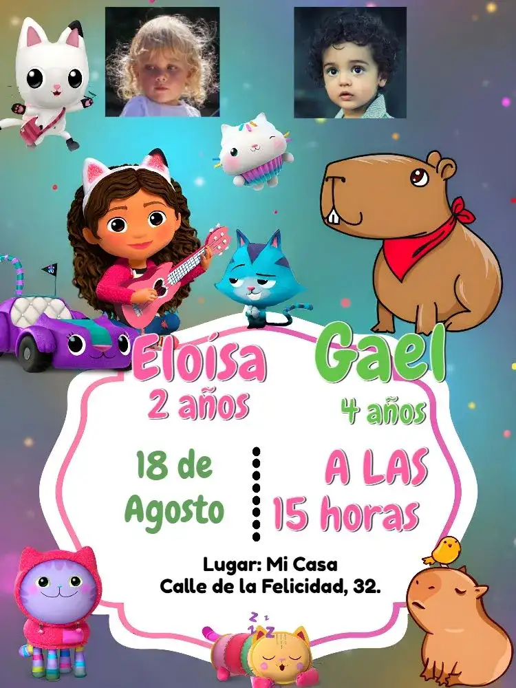 Doble La Casa Mágica De Gabby Y Capivara Con Foto Niño