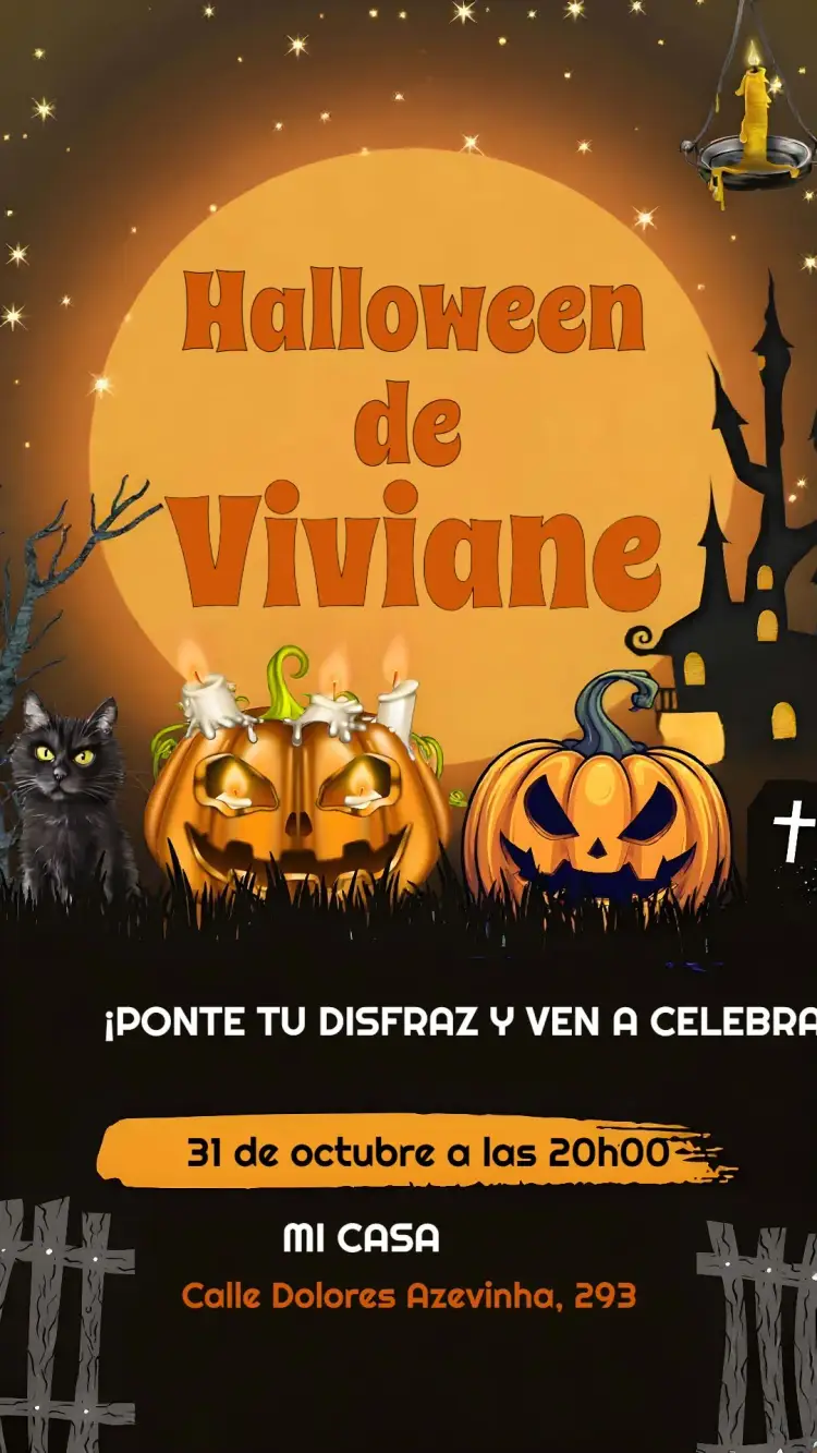 Invitación Halloween Gato