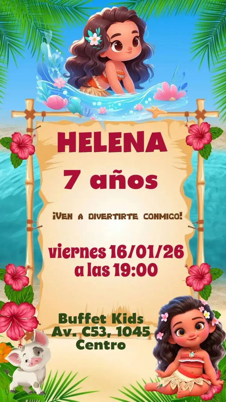 Invitación Moana Baby