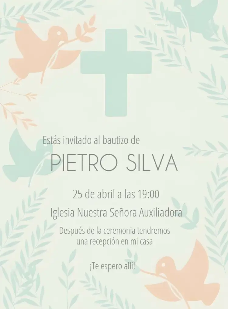 Invitación Bautizo Azul Niño - Bautismo Iglesia