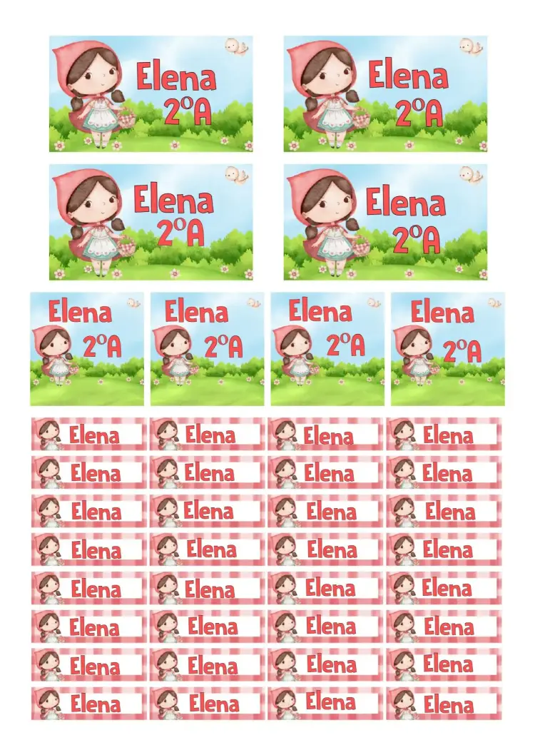 Invitación Etiqueta escolar Caperucita Roja