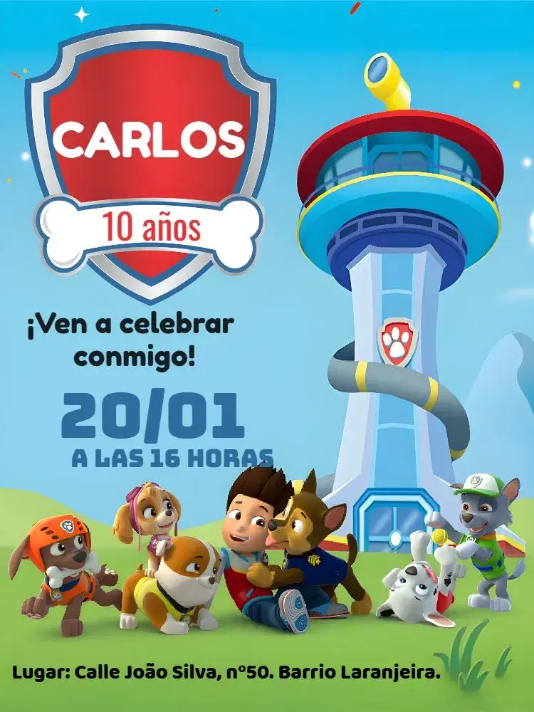 Invitación Patrulla Canina Zuma