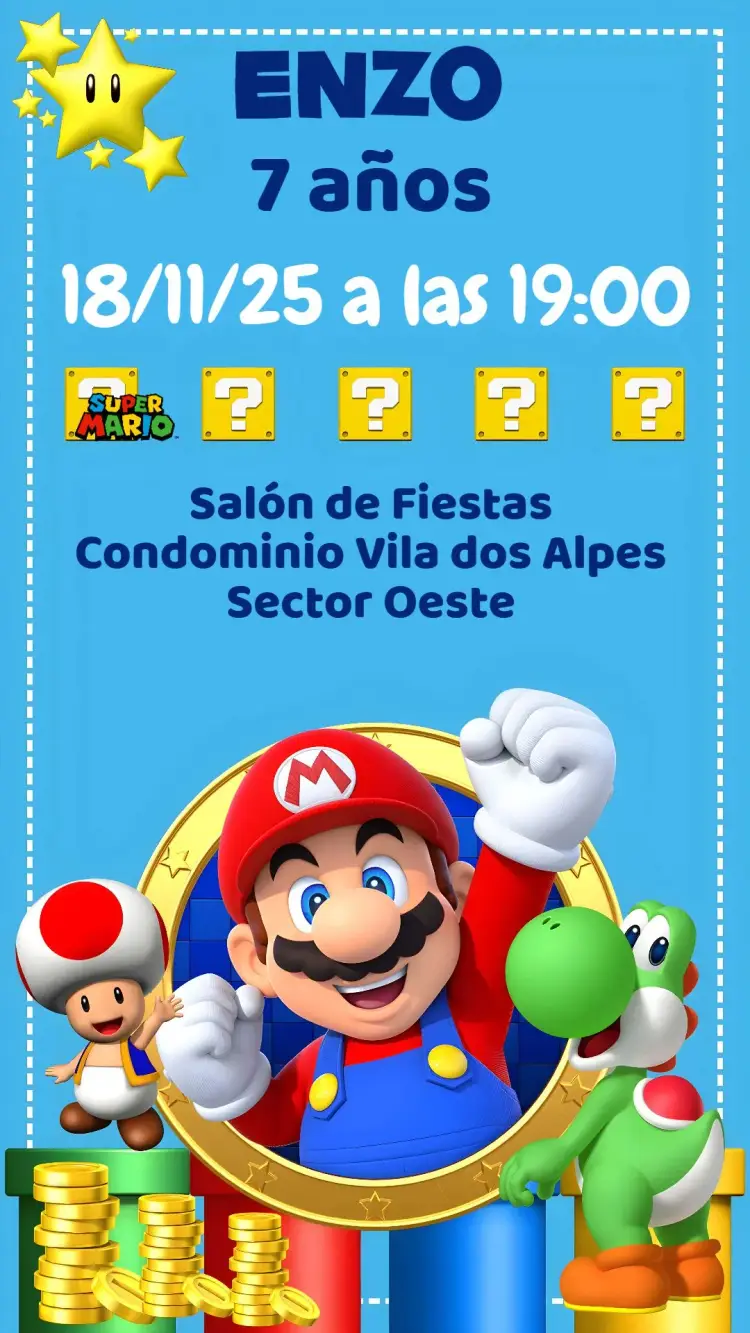 Invitación Super Mario Bros