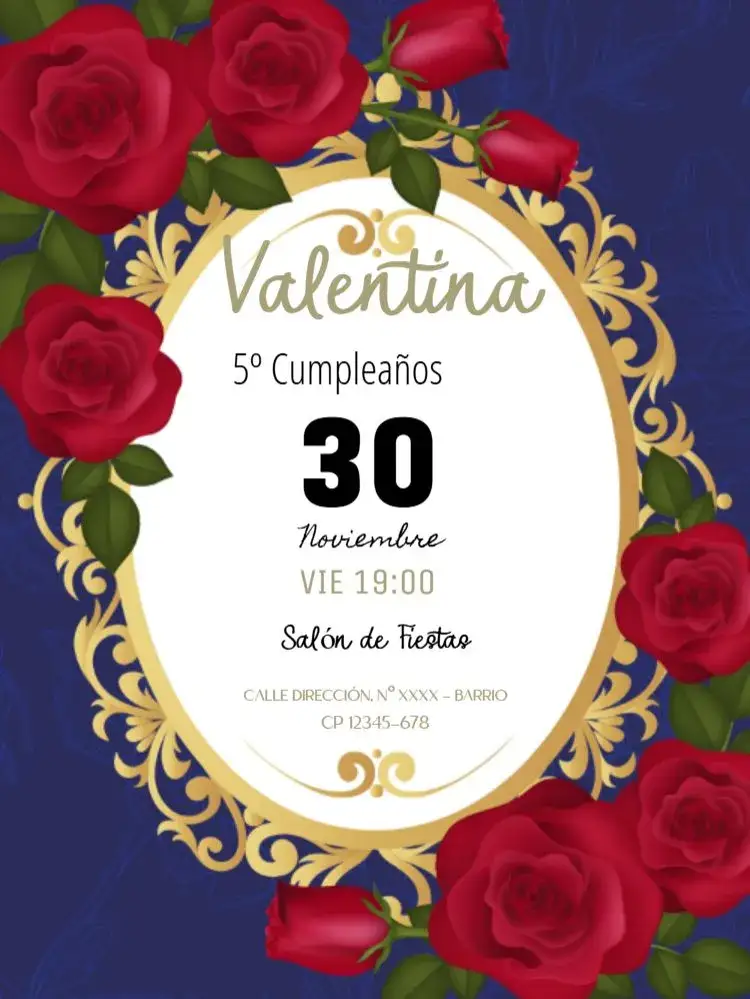 Invitación Rosas Rojas Infantil – tema Cumpleaños Infantil floral, delicado, colorido, infantil, temático, elegante