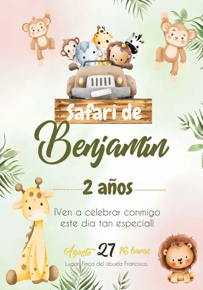 Invitación Safari Verde