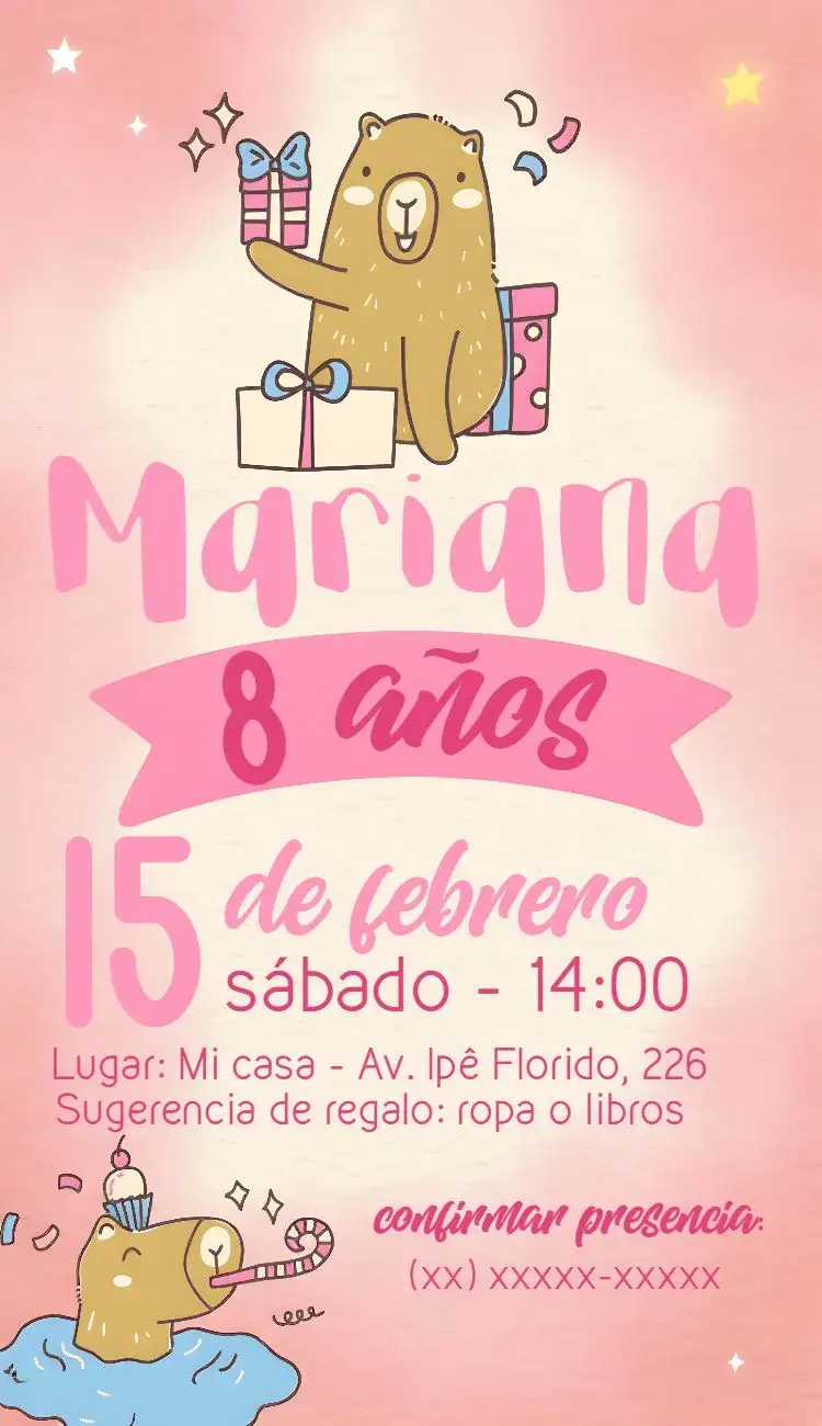 Invitación Capibara Animales
