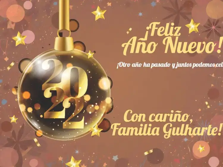 Tarjeta De Año Nuevo Dorada